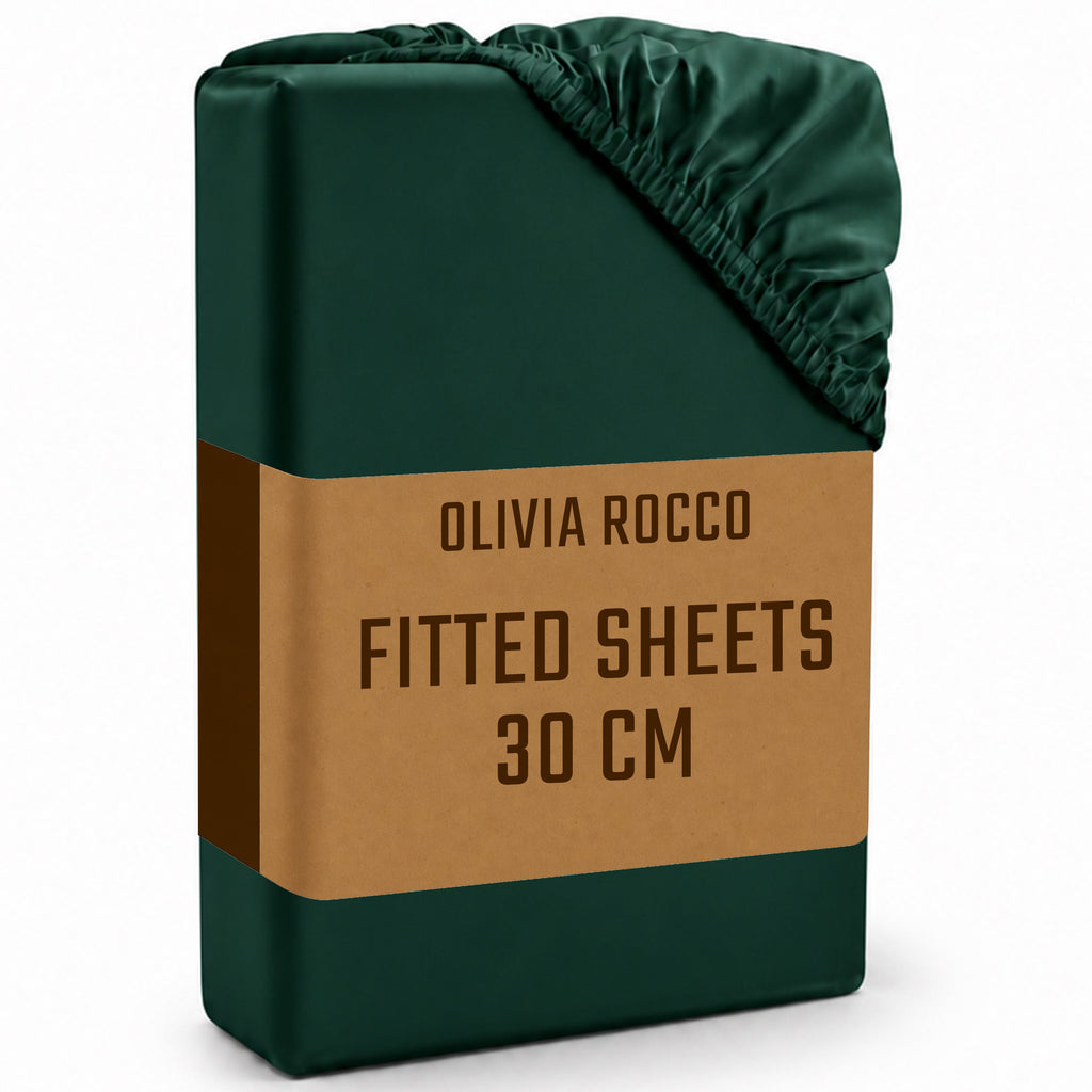 OLIVIA ROCCO Fitted Sheets Plain Dye Super Soft Easy Care Bed Linen Sets Easy-Care Hotel-Quality Comfort