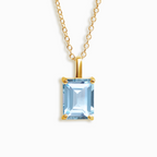 Blue topaz Emerald Cut Pendant Necklace in 18k Gold Vermeil