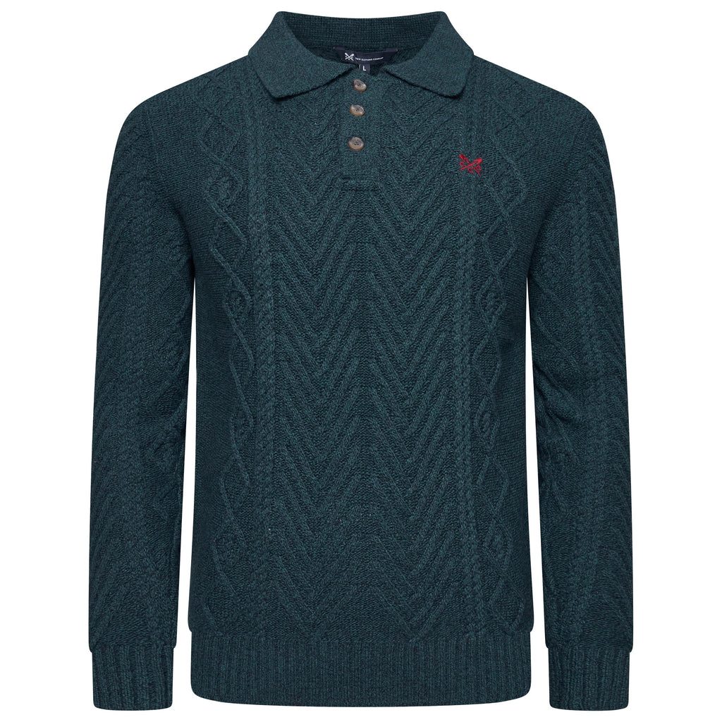 Crew Clothing Company Cable Knit Button Neck Jumper