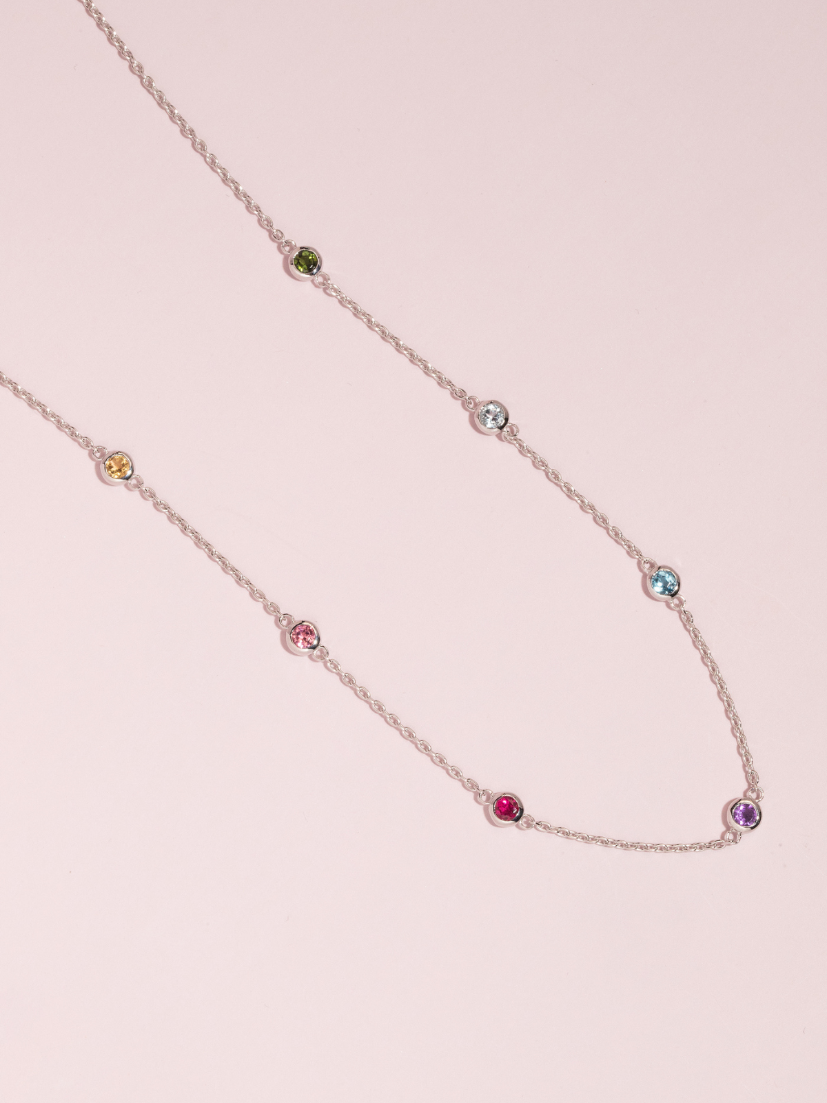 Rainbow Gemstone Necklace in Sterling Silver
