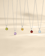 Garnet Solitaire Pendant Necklace in Sterling Silver