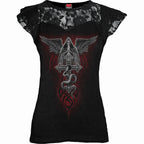 THE DEAD - Lace Layered Cap Sleeve Top Black
