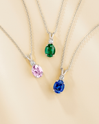 Emerald Pendant Necklace in Sterling Silver