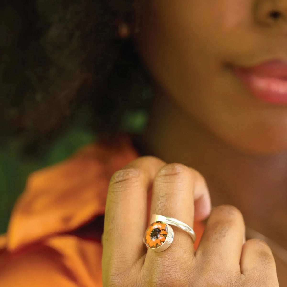 Sunflower Round Ring - Adjustable