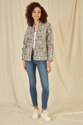 Yumi Pink Floral Print Reversible Cotton Quilted Jacket