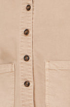 Yumi Beige Canvas Jacket With Patch Pockets