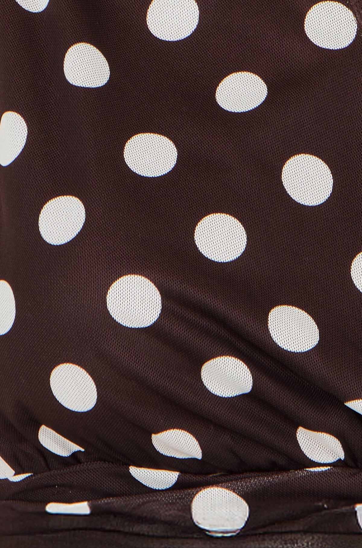 Yumi Brown Polka Dot Mesh Wrap Skater Dress With Pockets