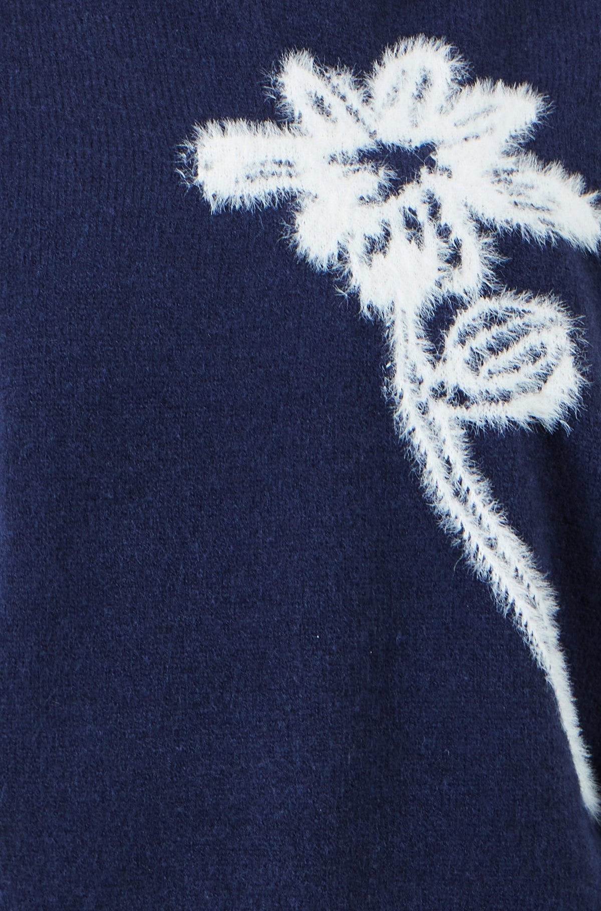 Yumi Navy Knitted Flower Sleeveless Jumper Vest
