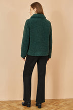 Yumi Green Short Teddy Bear Jacket