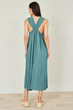 Yumi Green Viscose Maxi Beach Dress
