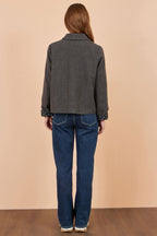 Yumi Grey Patchwork Boxy Jacket