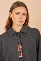 Yumi Grey Patchwork Boxy Jacket