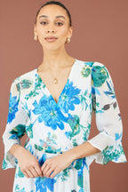 Yumi White Floral Maxi Wrap Dress