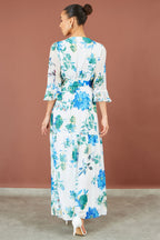 Yumi White Floral Maxi Wrap Dress