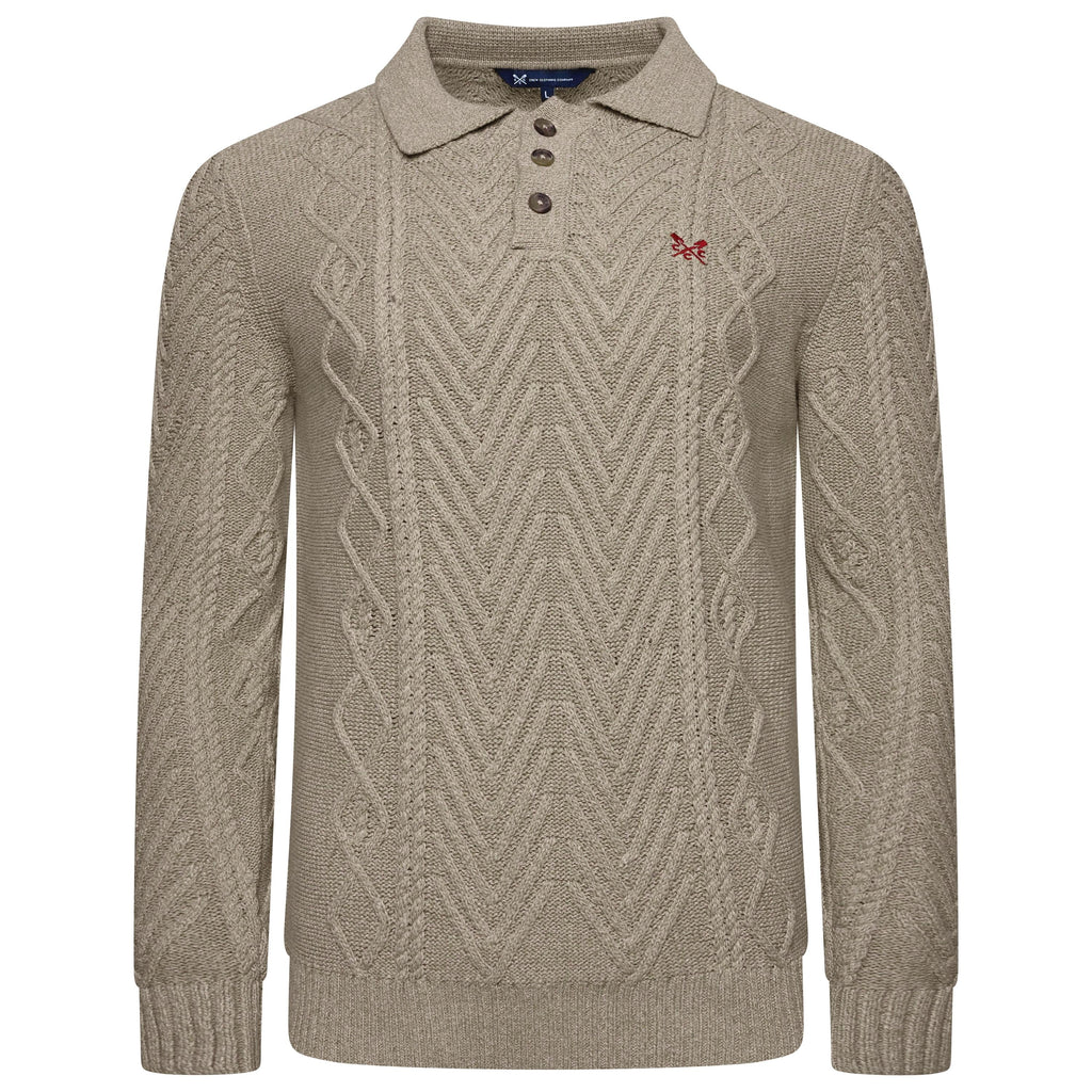 Crew Clothing Company Cable Knit Button Neck Jumper