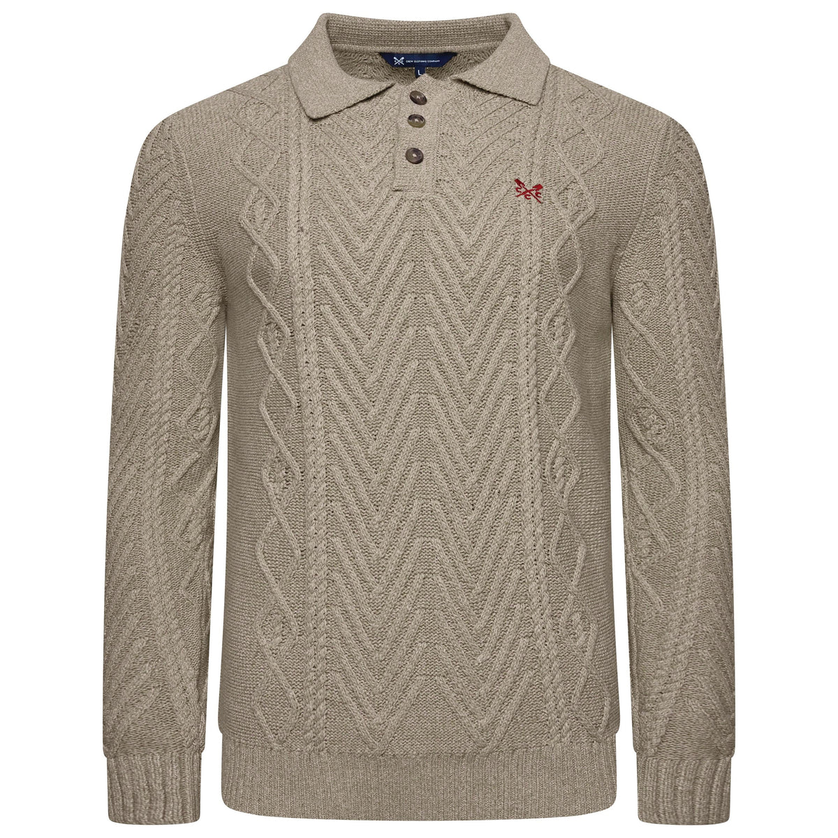 Crew Clothing Company Cable Knit Button Neck Jumper