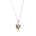 Forget me not & Miniature Rose Heart Pendant Necklace
