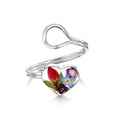Mixed Flower Heart Ring - Adjustable