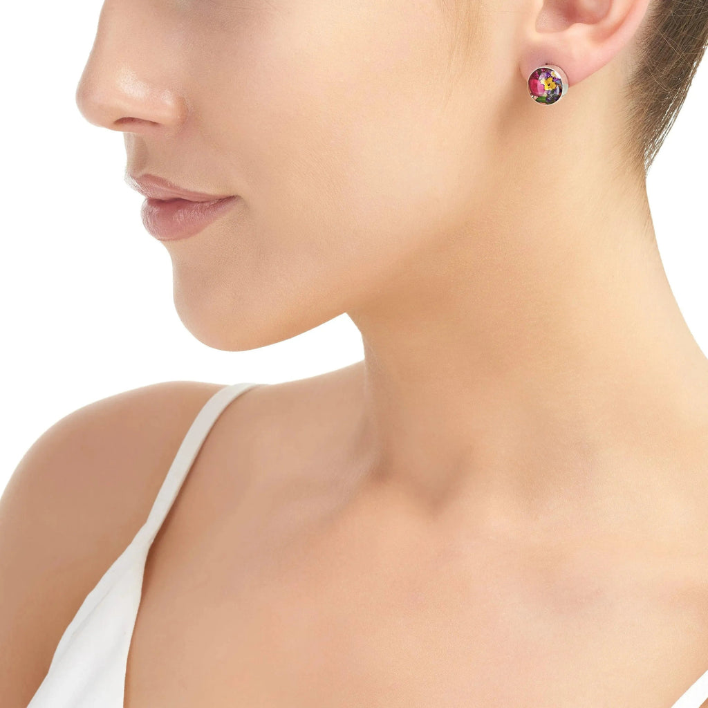 Mixed Flower Round Stud Earrings