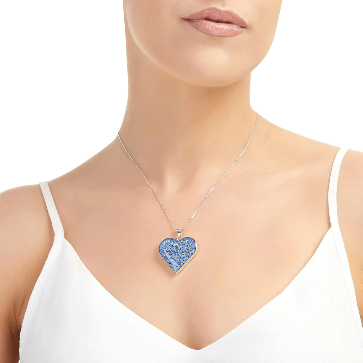 Forget-Me-Not Heart Large Pendant Necklace