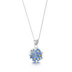 Forget-Me-Not Round Pendant Necklace
