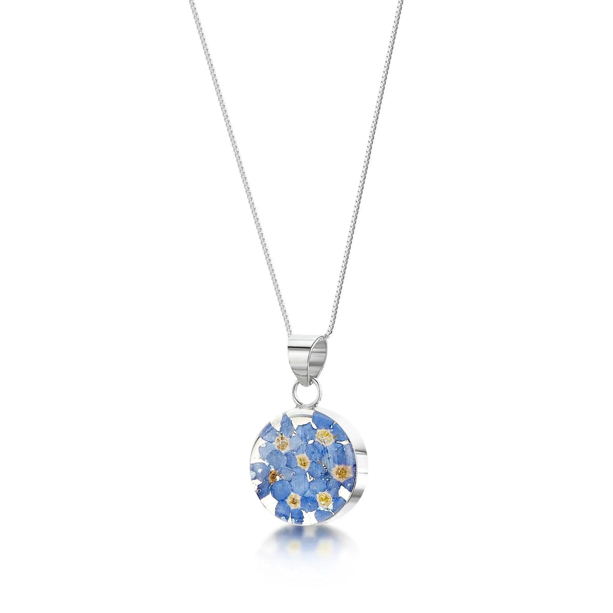 Forget-Me-Not Round Pendant Necklace