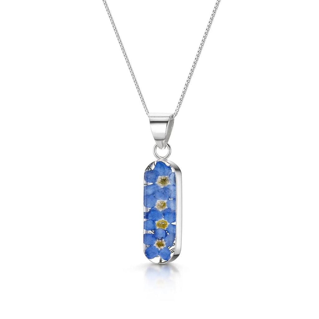 Forget-Me-Not Vertical Bar Pendant Necklace