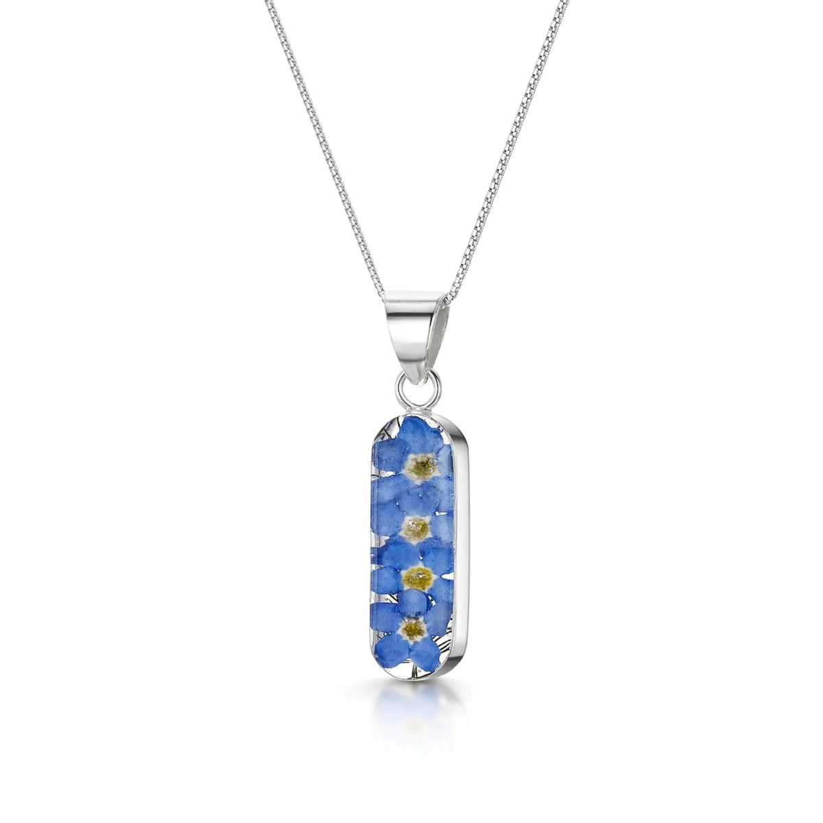 Forget-Me-Not Vertical Bar Pendant Necklace
