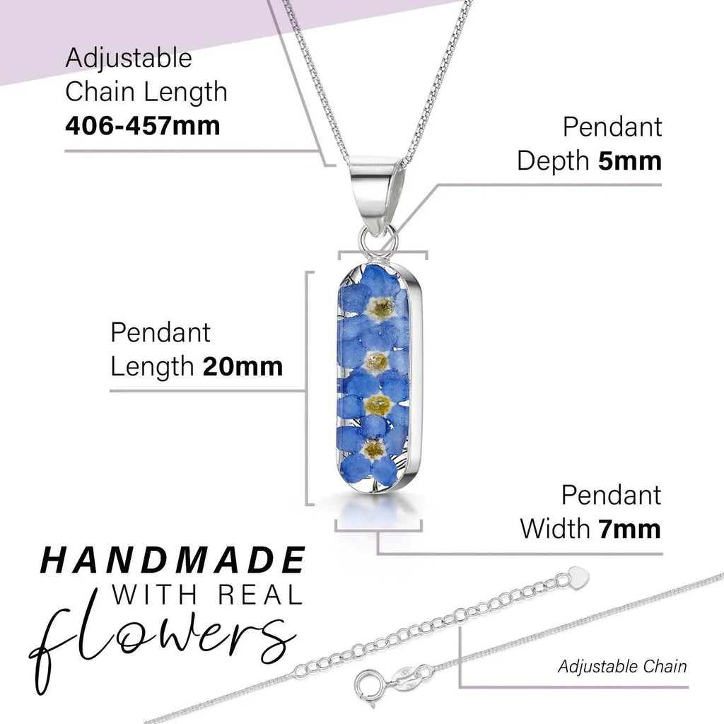 Forget-Me-Not Vertical Bar Pendant Necklace