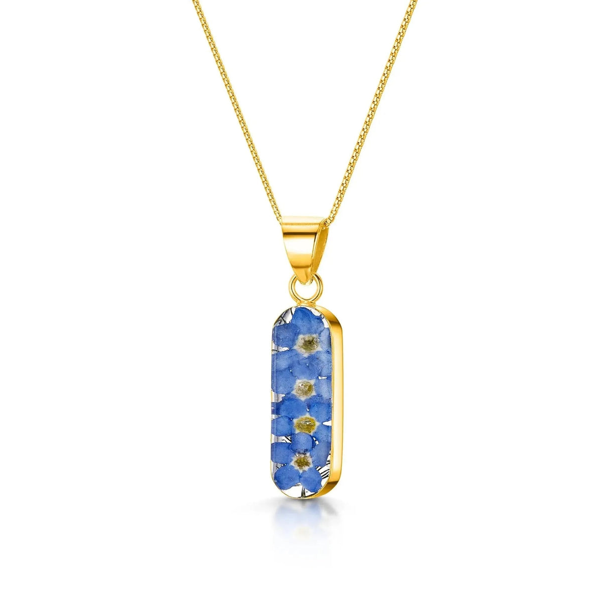 Forget-Me-Not Vertical Bar Pendant Necklace