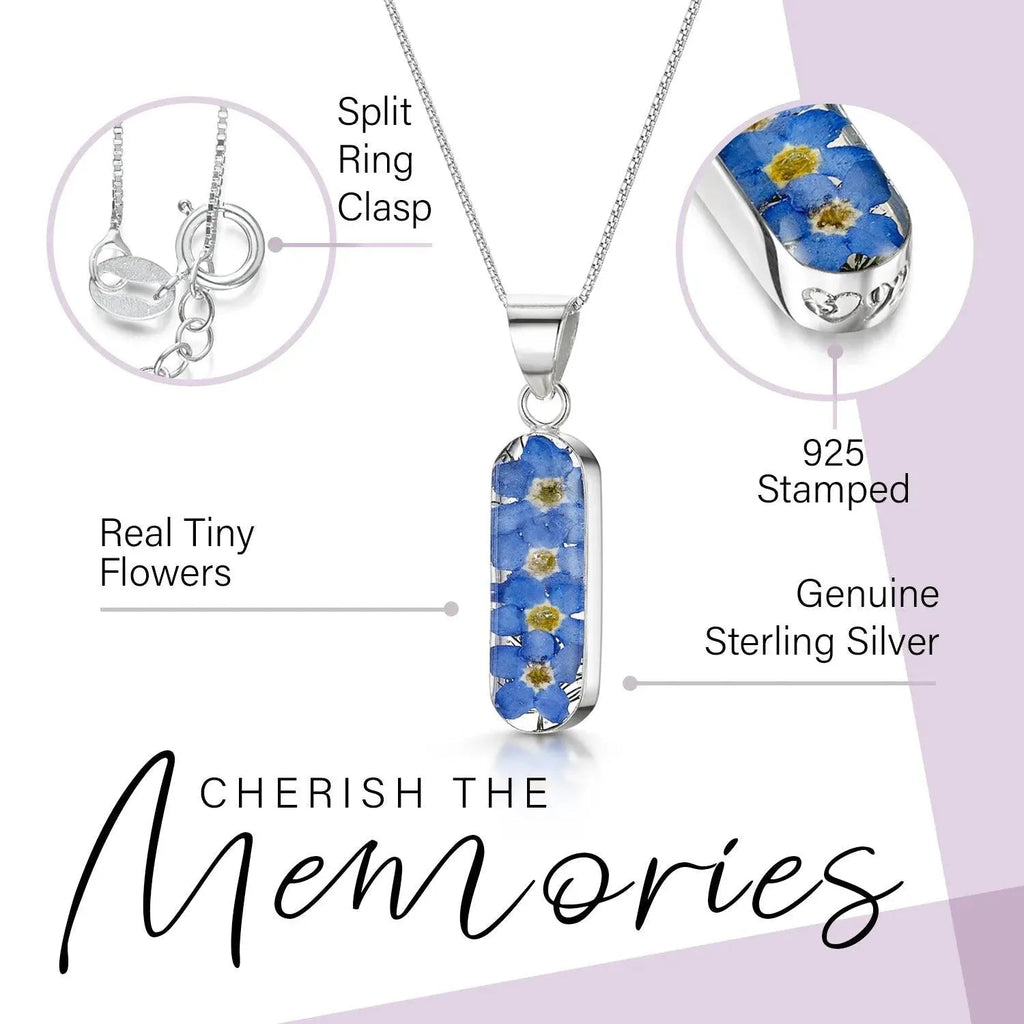Forget-Me-Not Vertical Bar Pendant Necklace