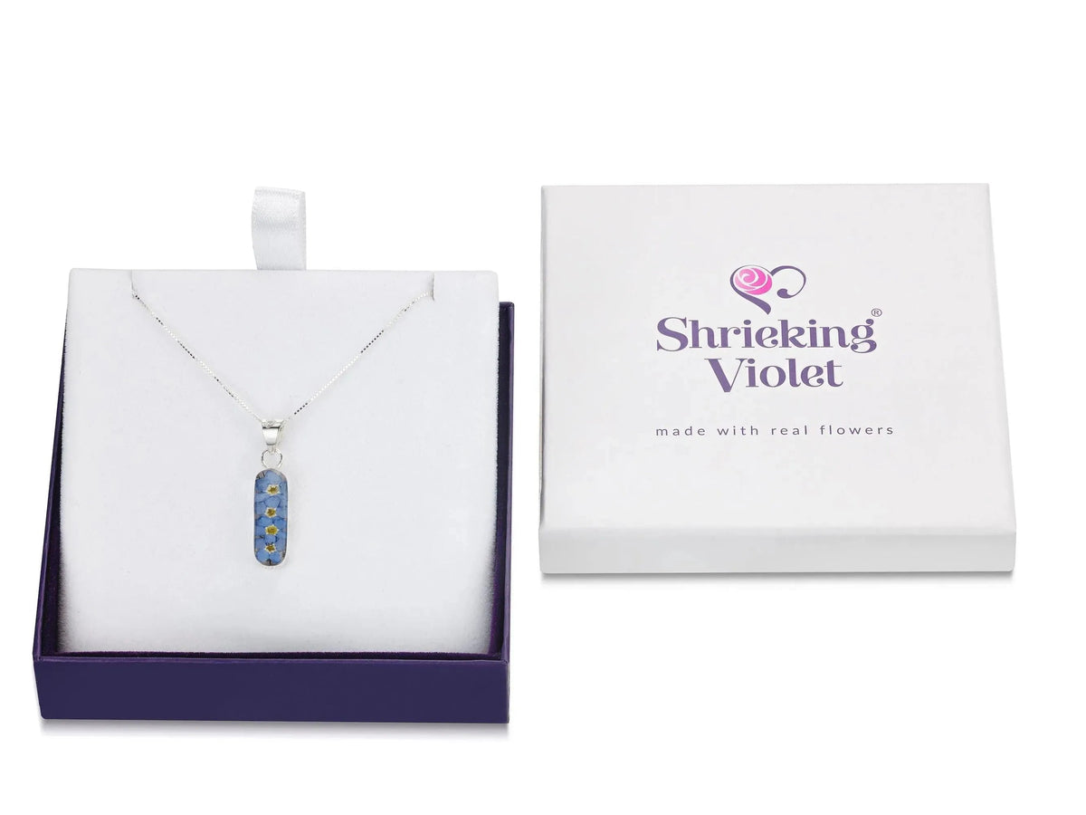 Forget-Me-Not Vertical Bar Pendant Necklace