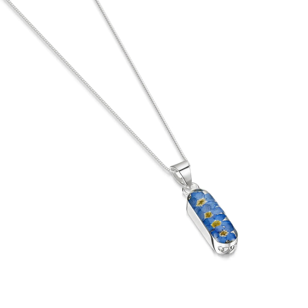Forget-Me-Not Vertical Bar Pendant Necklace