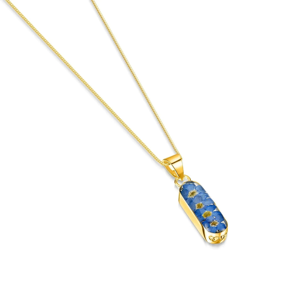 Forget-Me-Not Vertical Bar Pendant Necklace