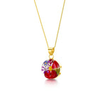Mixed Flower Round Pendant Necklace