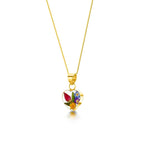 Mixed Flower Heart Pendant Necklace