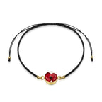 Poppy Round Black Woven Bracelet - Gold plated Silver