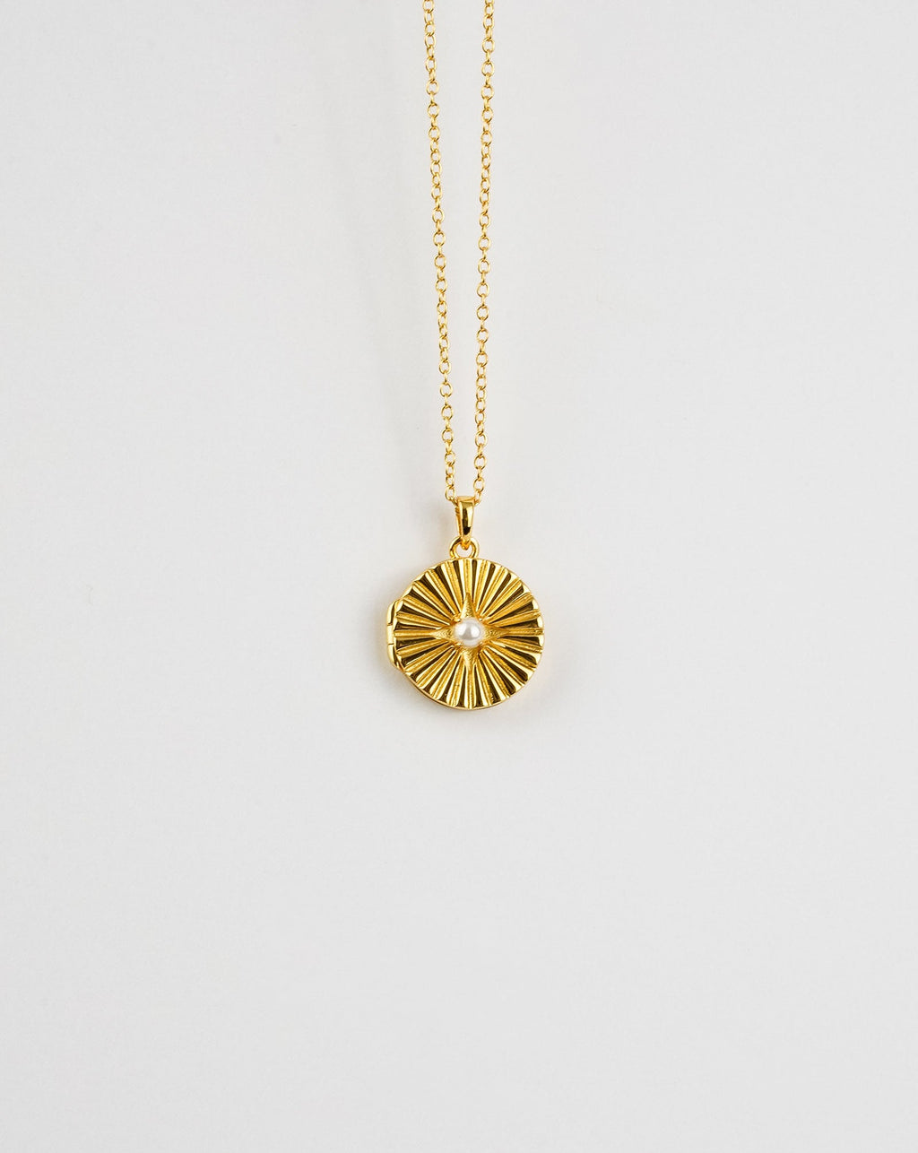 Sun Shell Pearl Locket Necklace
