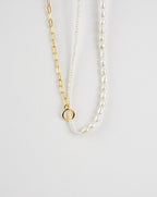 Chain Link Pearl Necklace