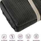 OLIVIA ROCCO Hotel Collection Quilted Bedspread 240x260 cm White and Grey 100% Sustainable Cotton Super Soft Easy-Care Home Essential