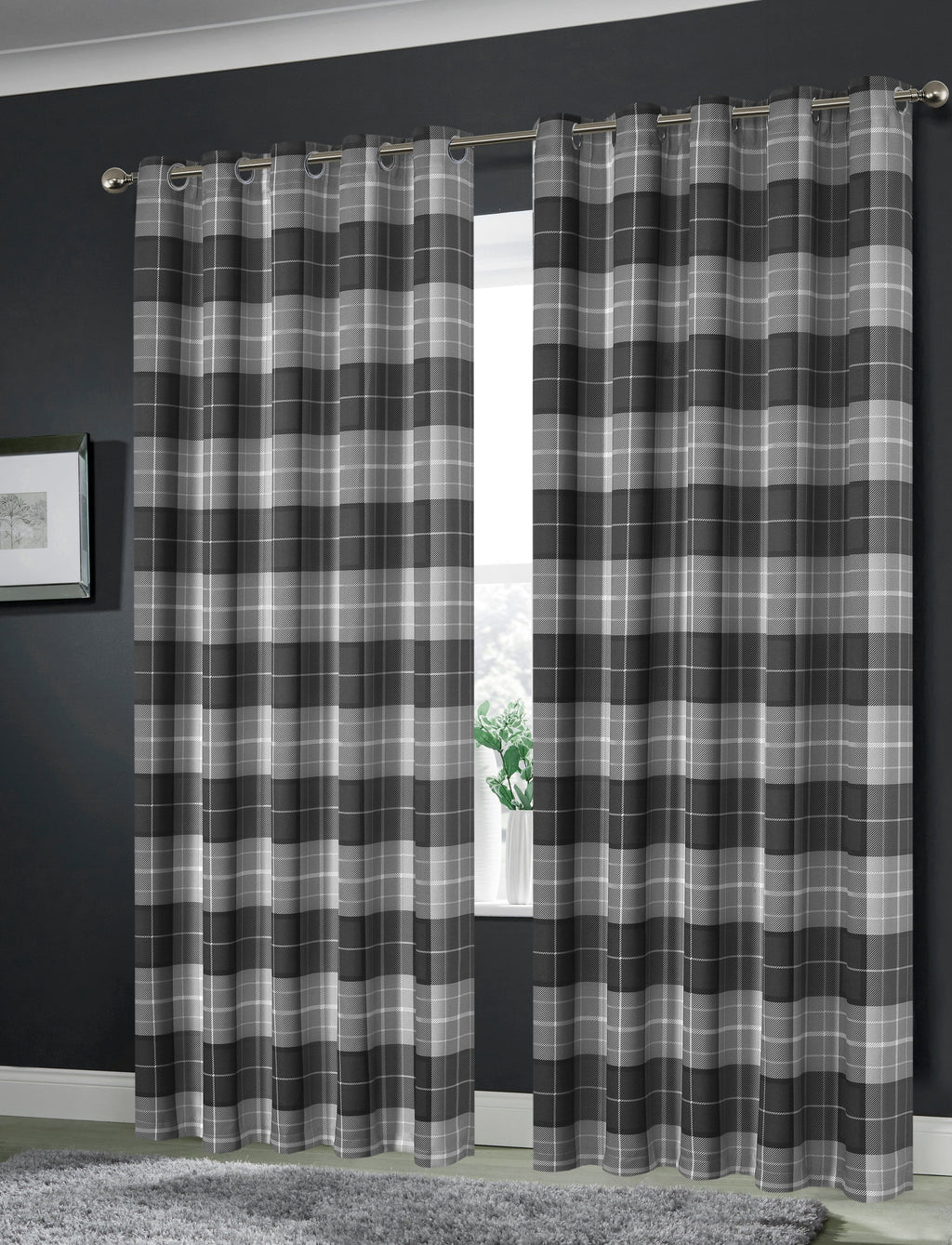 OLIVIA ROCCO Blackout Thermal Curtains Check Marble Design Light Blocking Panels Multiple