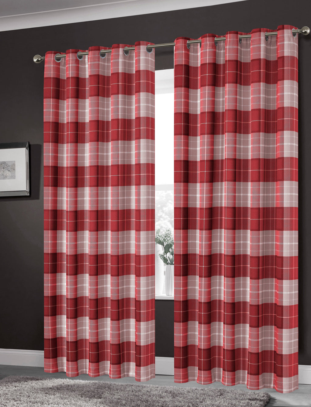 OLIVIA ROCCO Blackout Thermal Curtains Check Marble Design Light Blocking Panels Multiple