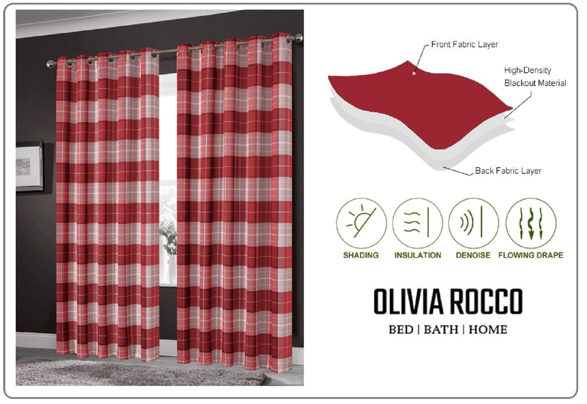 OLIVIA ROCCO Blackout Thermal Curtains Check Marble Design Light Blocking Panels Multiple