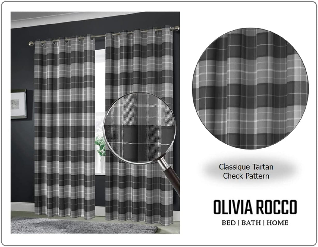 OLIVIA ROCCO Blackout Thermal Curtains Check Marble Design Light Blocking Panels Multiple