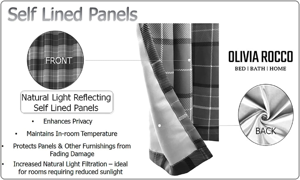 OLIVIA ROCCO Blackout Thermal Curtains Check Marble Design Light Blocking Panels Multiple
