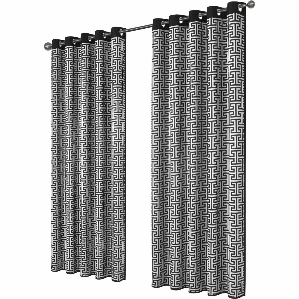 OLIVIA ROCCO Milano Geometric Blackout Curtains Thermal Insulated Eyelet Pair Pencil Pleat