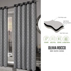 OLIVIA ROCCO Milano Geometric Blackout Curtains Thermal Insulated Eyelet Pair Pencil Pleat