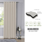 OLIVIA ROCCO Blackout Thermal Eyelet Curtains Natural colour Energy Efficient Ring Top