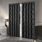 OLIVIA ROCCO Geometric Sparkle Blackout Curtains Black Thermal Insulated Eyelet Ring Top