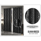 OLIVIA ROCCO Geometric Sparkle Blackout Curtains Black Thermal Insulated Eyelet Ring Top